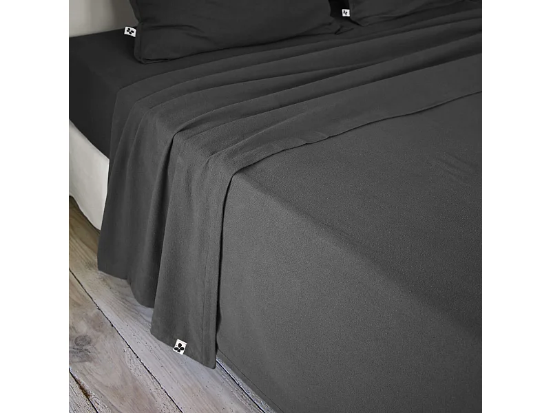 Drap plat flanelle unie 240x300 Anthracite