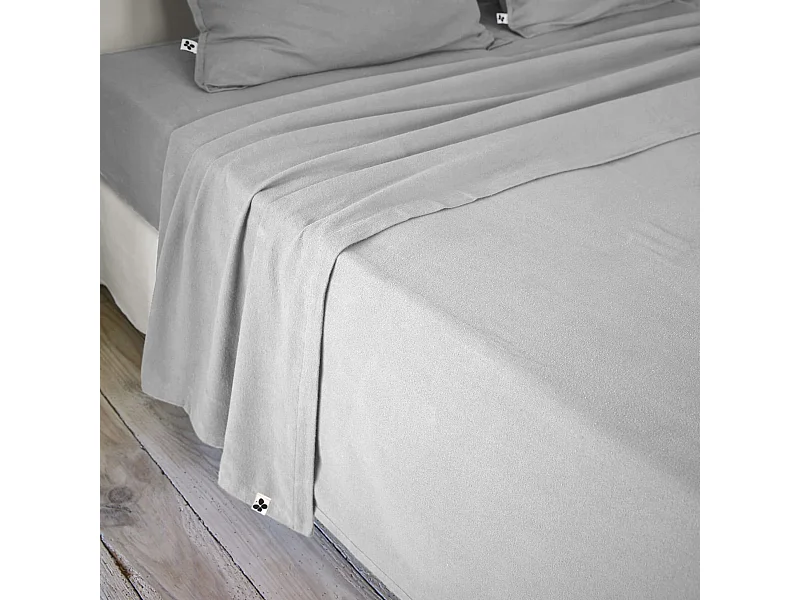 Drap plat flanelle unie 240x300 Gris clair