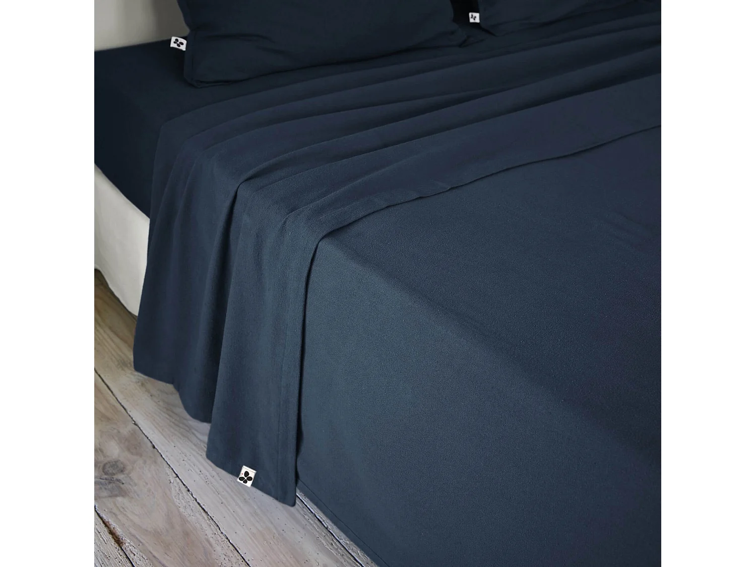 Drap plat flanelle unie 240x300 Bleu marine