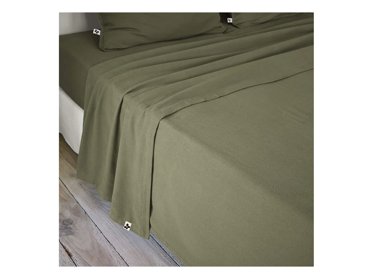 Drap plat flanelle unie 240x300 Kaki