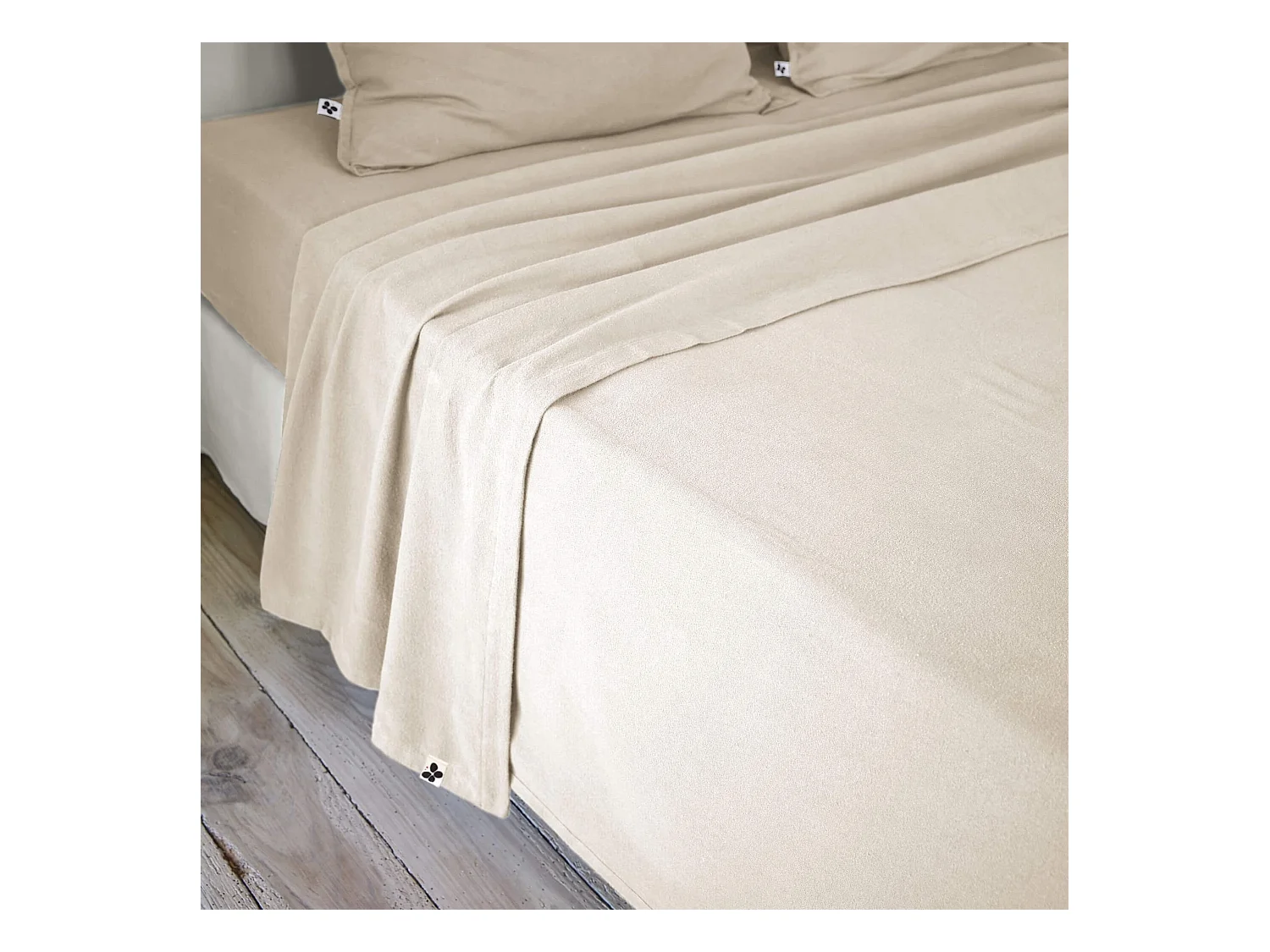Drap plat flanelle unie 240x300 Beige