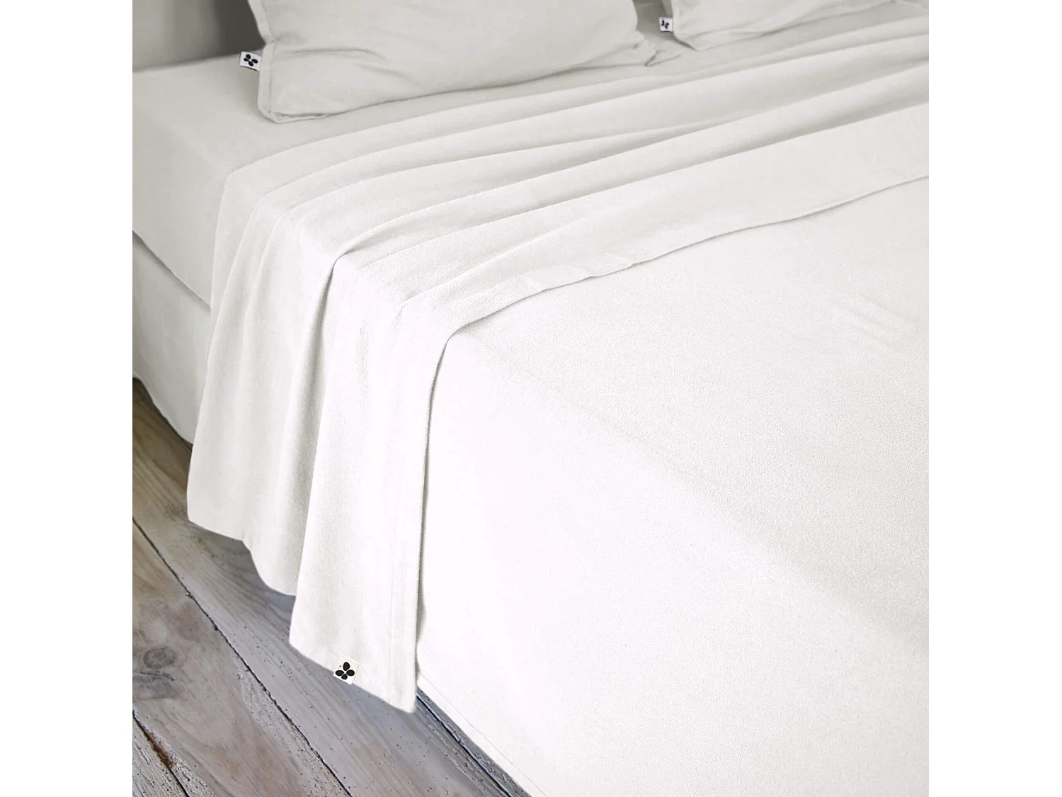 Drap plat flanelle unie 240x300 Blanc