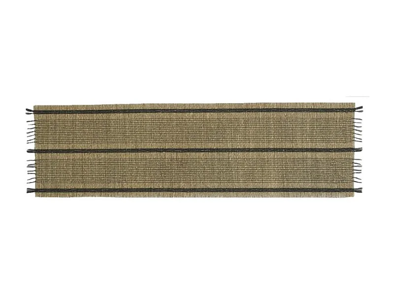 Linge de table en jonc naturel et noir Chemin de table