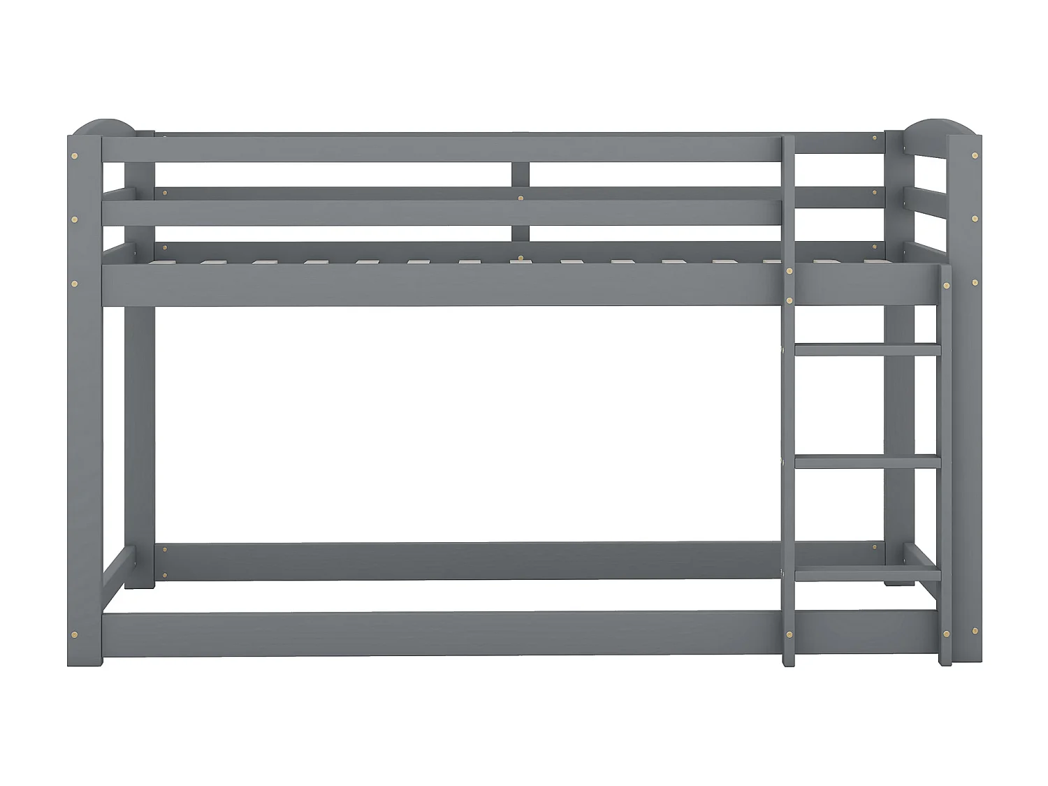 Beliche 2 x 90 x 200 cm para crianças - pinho - barreiras e escada - cor cinza