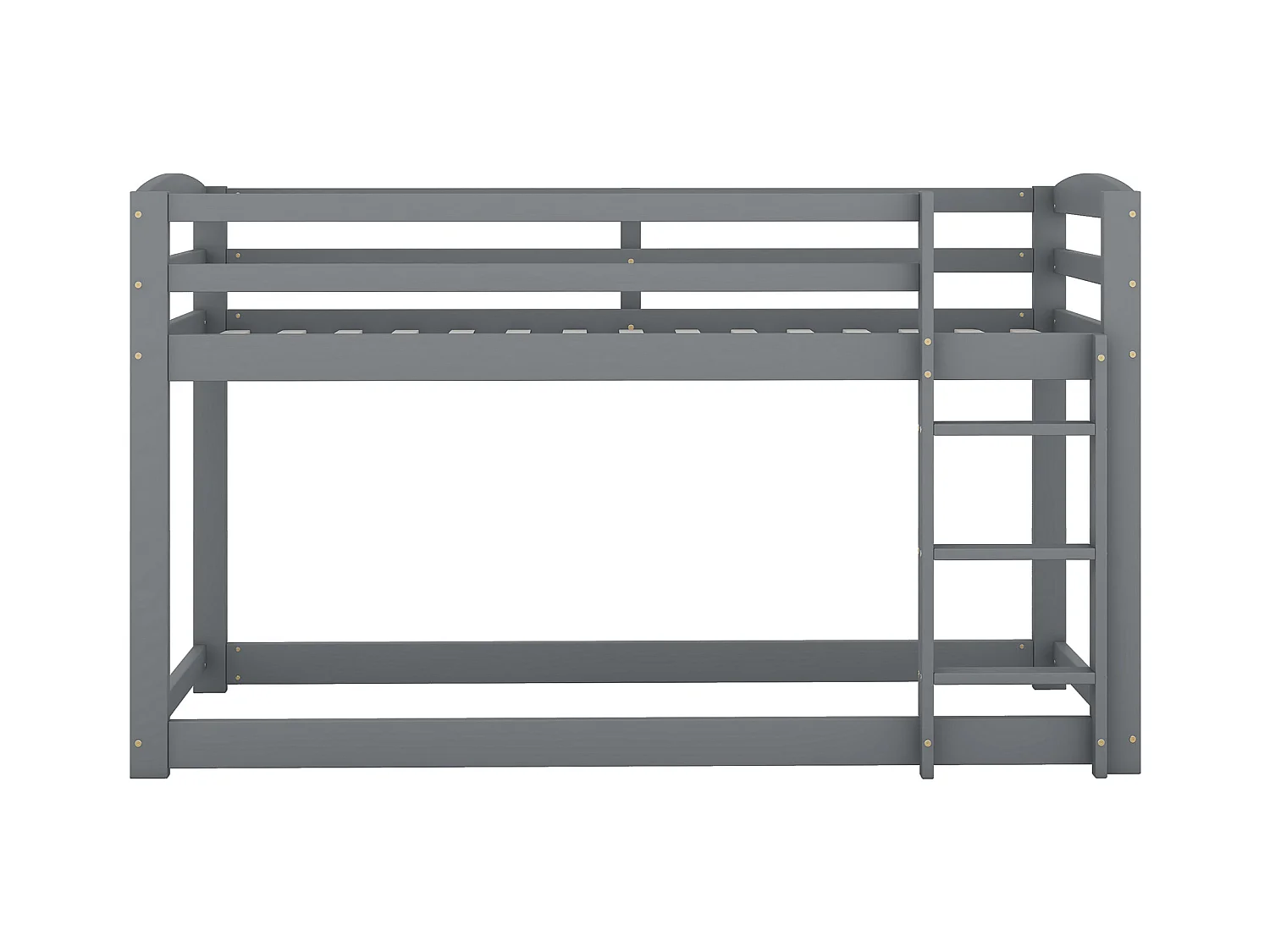 Łóżko piętrowe dziecięce 2 x 90 x 200 cm - sosna - barierki i drabinka - kolor szary