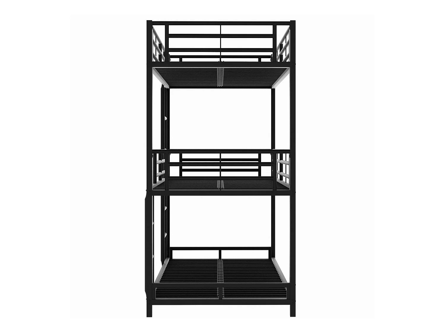 Lit superposé triple pour enfants - 90 x 200 cm - sommier à lattes inclus - métal noir