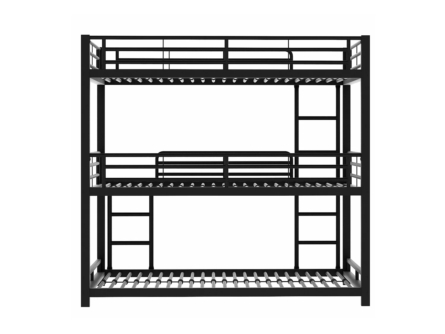Lit superposé triple pour enfants - 90 x 200 cm - sommier à lattes inclus - métal noir