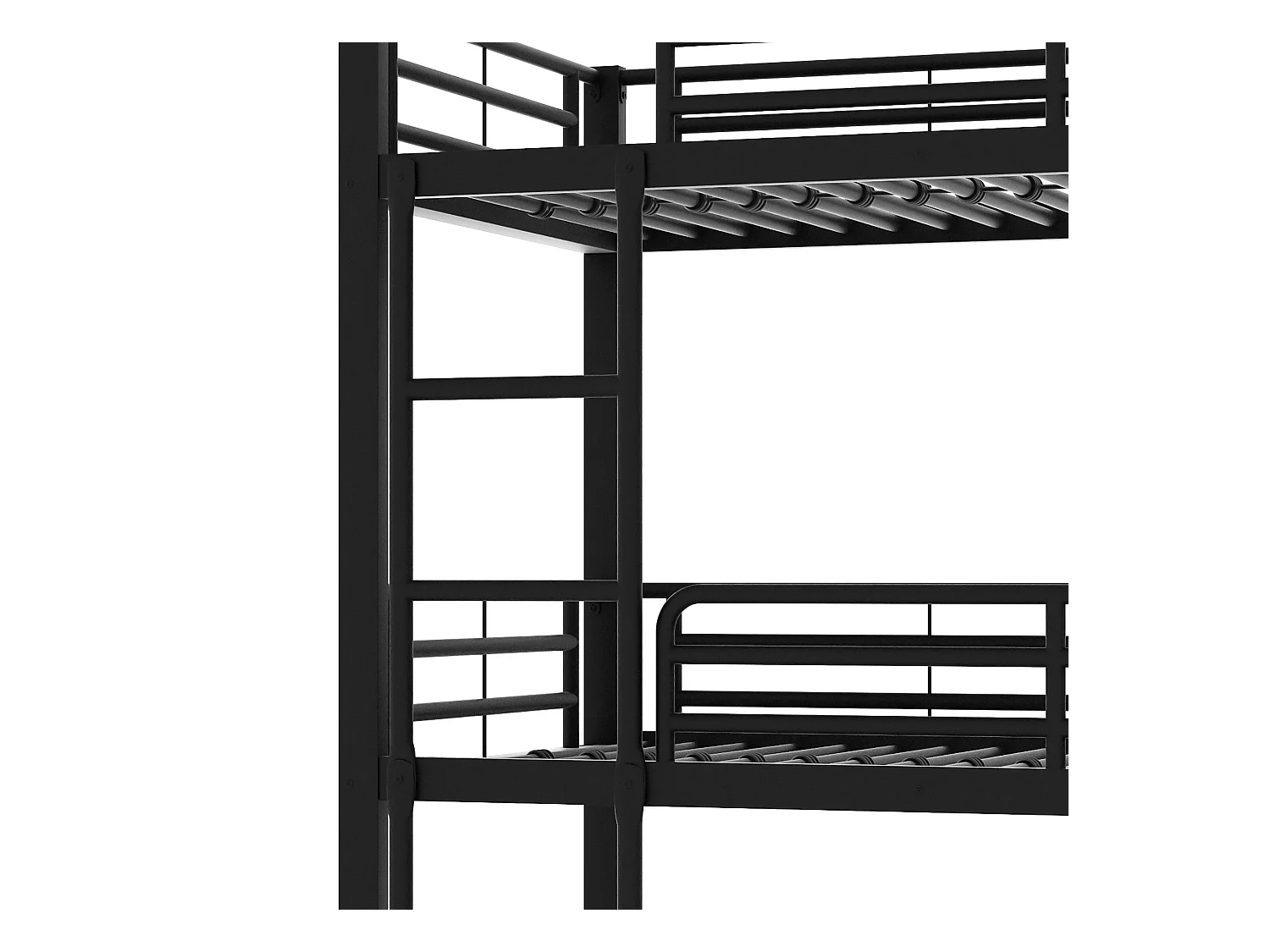 Lit superposé triple pour enfants - 90 x 200 cm - sommier à lattes inclus - métal noir