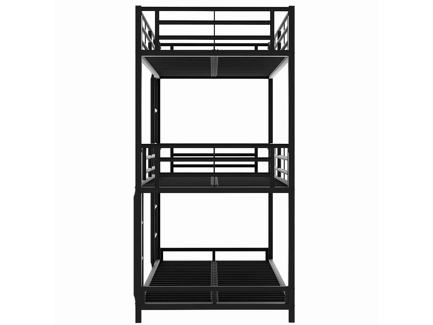 Lit superposé triple pour enfants - 90 x 200 cm - sommier à lattes inclus - métal noir