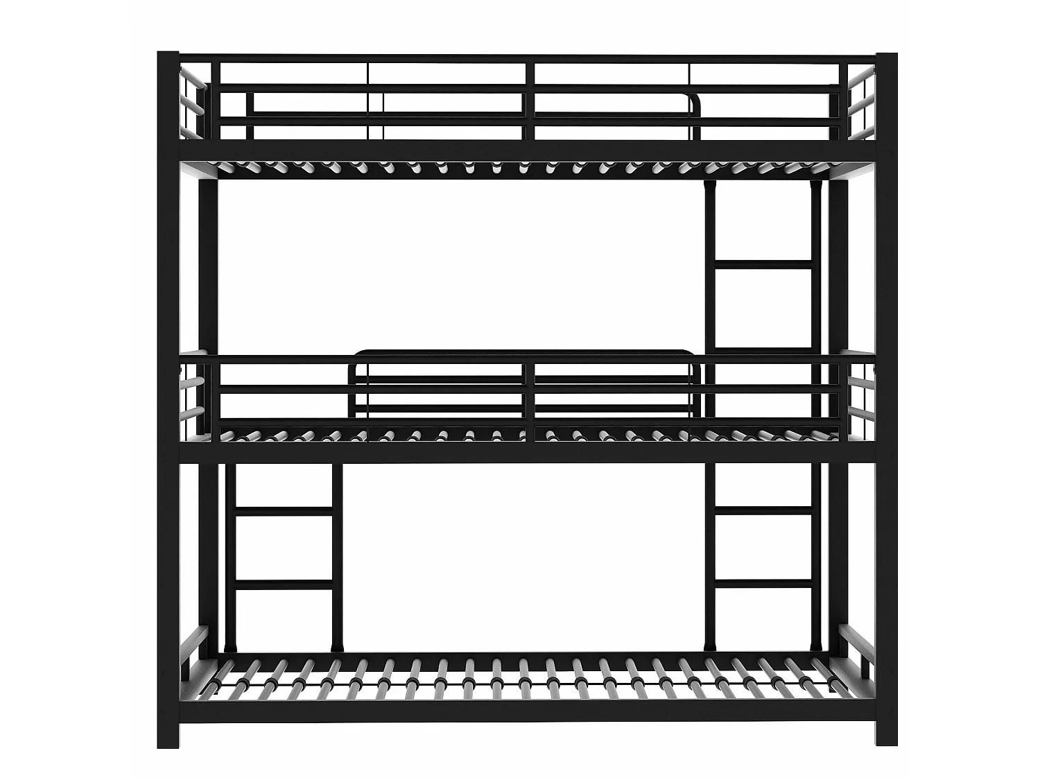 Lit superposé triple pour enfants - 90 x 200 cm - sommier à lattes inclus - métal noir