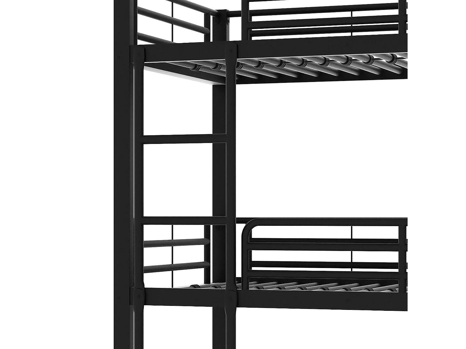 Lit superposé triple pour enfants - 90 x 200 cm - sommier à lattes inclus - métal noir