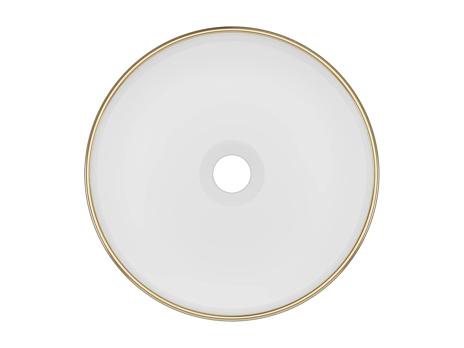 Umywalka nablatowa okrągła ceramiczna - Biały ze złotym brzegiem - 36 cm - LENISO II