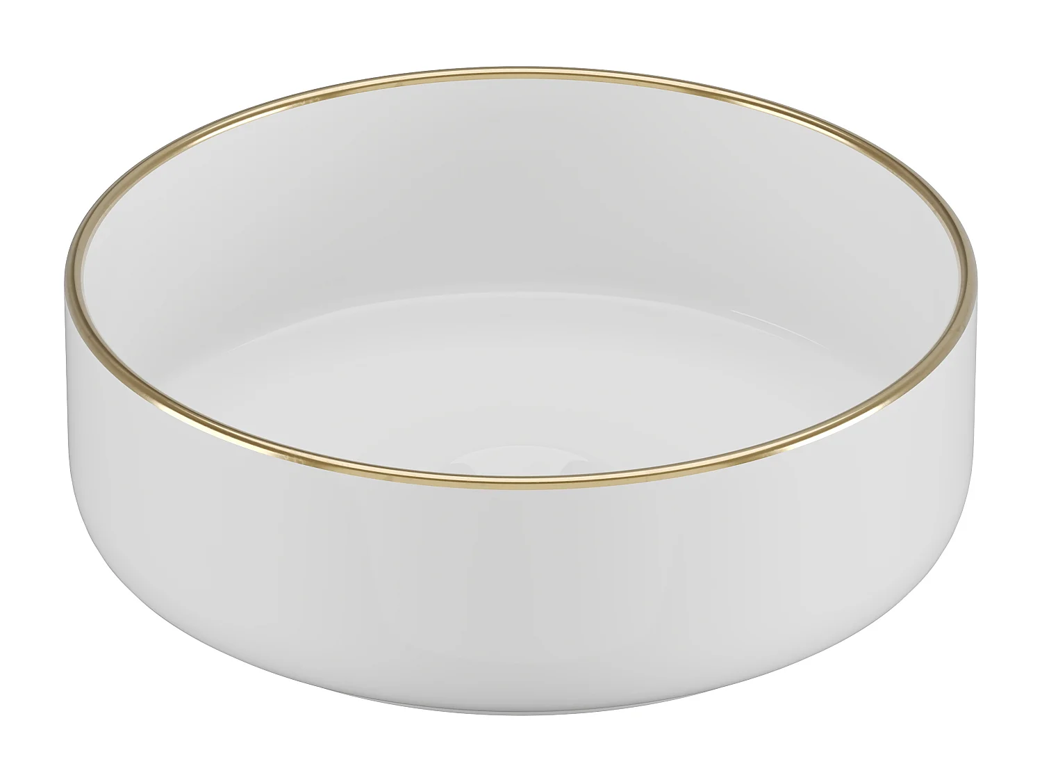 Umywalka nablatowa okrągła ceramiczna - Biały ze złotym brzegiem - 36 cm - LENISO II
