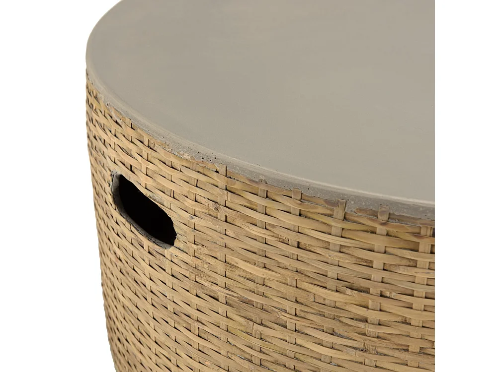 HECTOR - Table basse ronde plateau en béton socle en bambou naturel