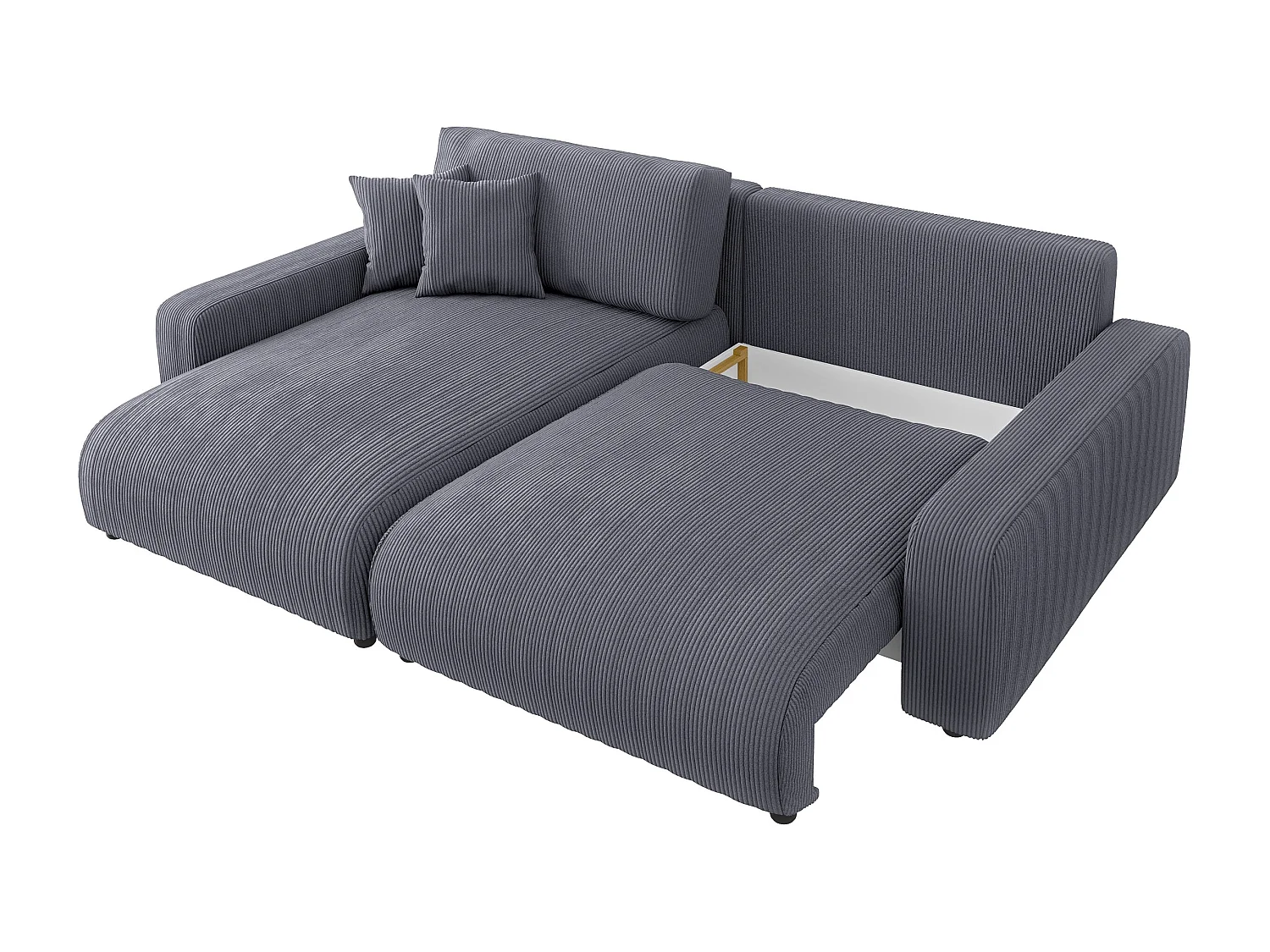 Emma-  Ecksofa mit Bettfunktion und Bettkasten in Cord-Stoff schöner Sitzkomfort