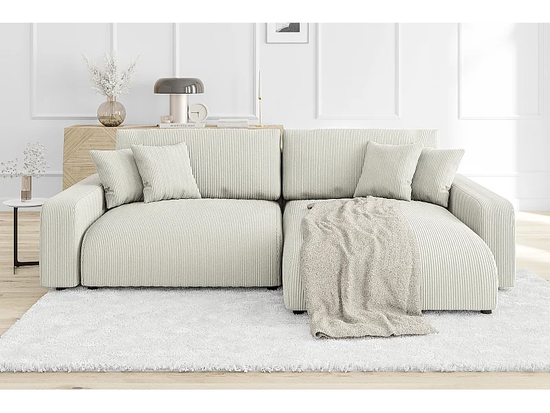 Emma-  Ecksofa mit Bettfunktion und Bettkasten in Cord-Stoff schöner Sitzkomfort