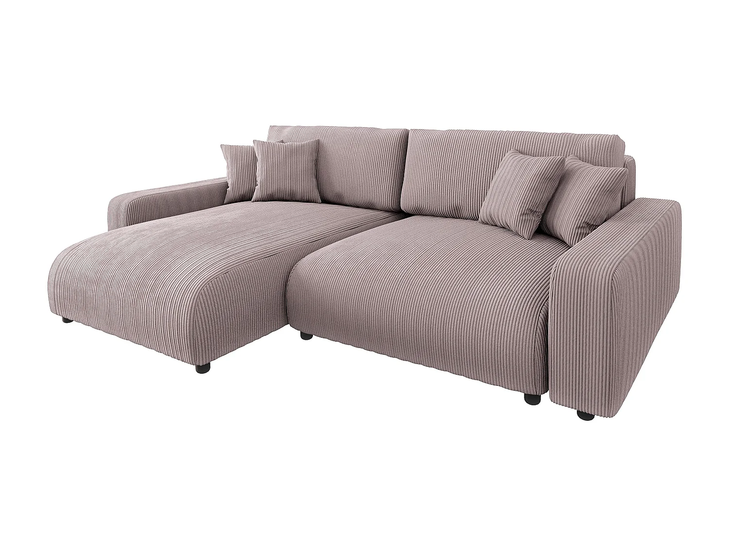 Emma-  Ecksofa mit Bettfunktion und Bettkasten in Cord-Stoff schöner Sitzkomfort