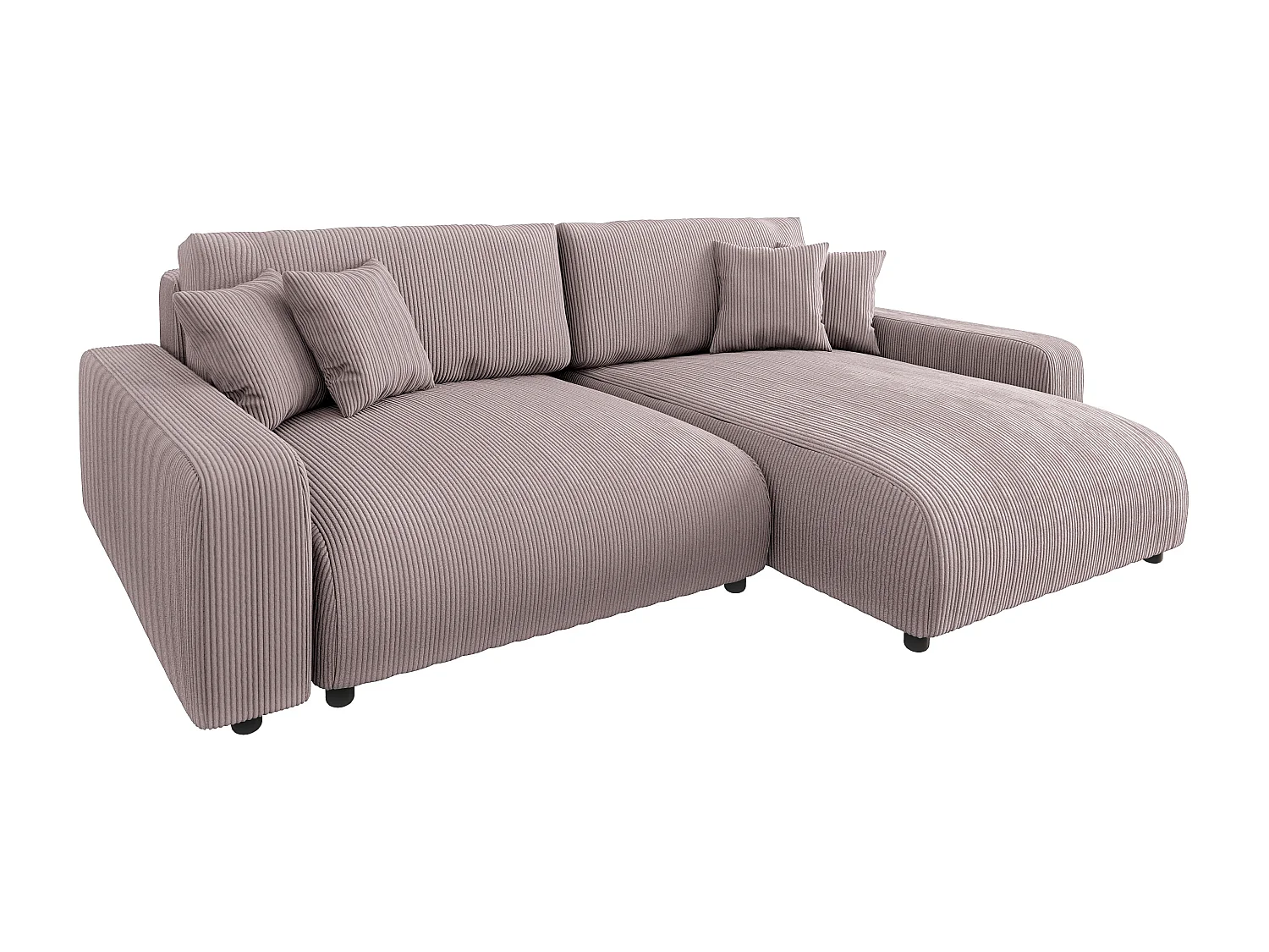 Emma-  Ecksofa mit Bettfunktion und Bettkasten in Cord-Stoff schöner Sitzkomfort