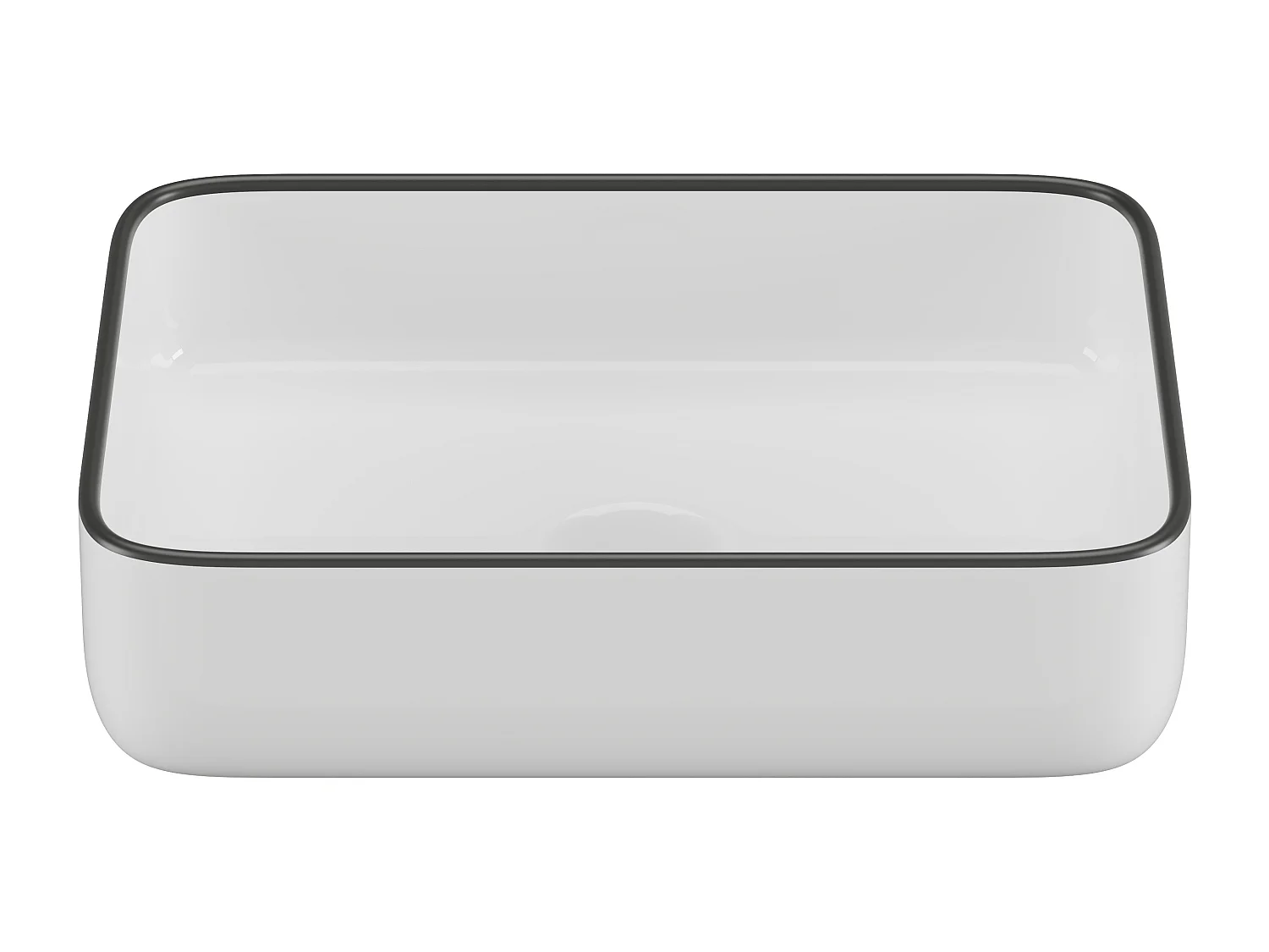 Vasque à poser rectangle en céramique - Blanc avec liseré noir  - 50 x 39 cm - JUNIKO II