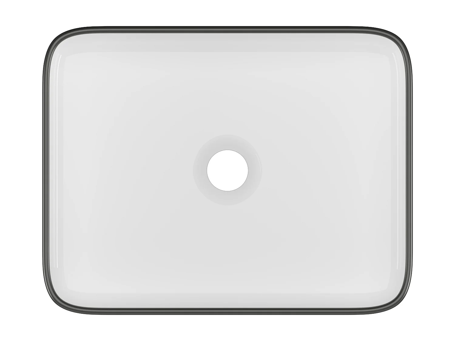 Vasque à poser rectangle en céramique - Blanc avec liseré noir  - 50 x 39 cm - JUNIKO II