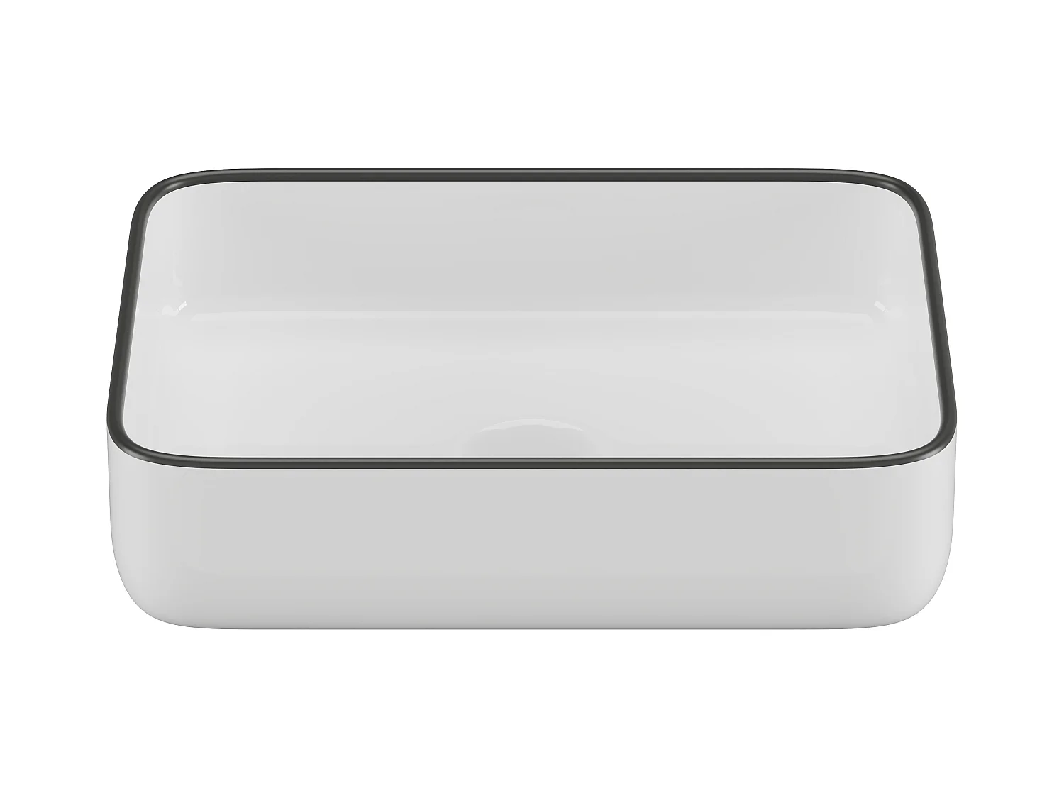 Lavabo da appoggio rettangolo 50 x 39 cm in Ceramica Bianco con profilo Nero - JUNIKO II