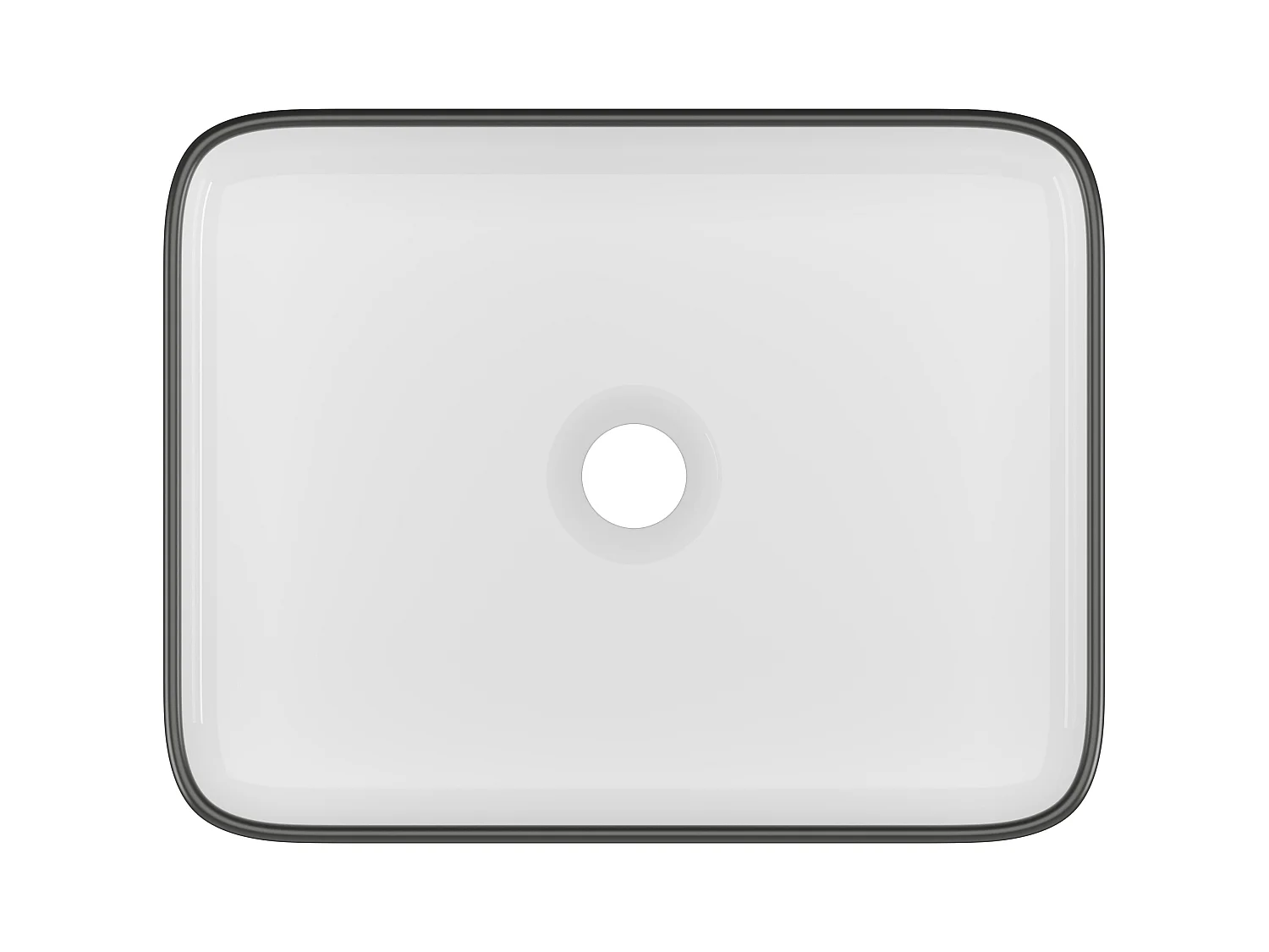 Lavabo da appoggio rettangolo 50 x 39 cm in Ceramica Bianco con profilo Nero - JUNIKO II