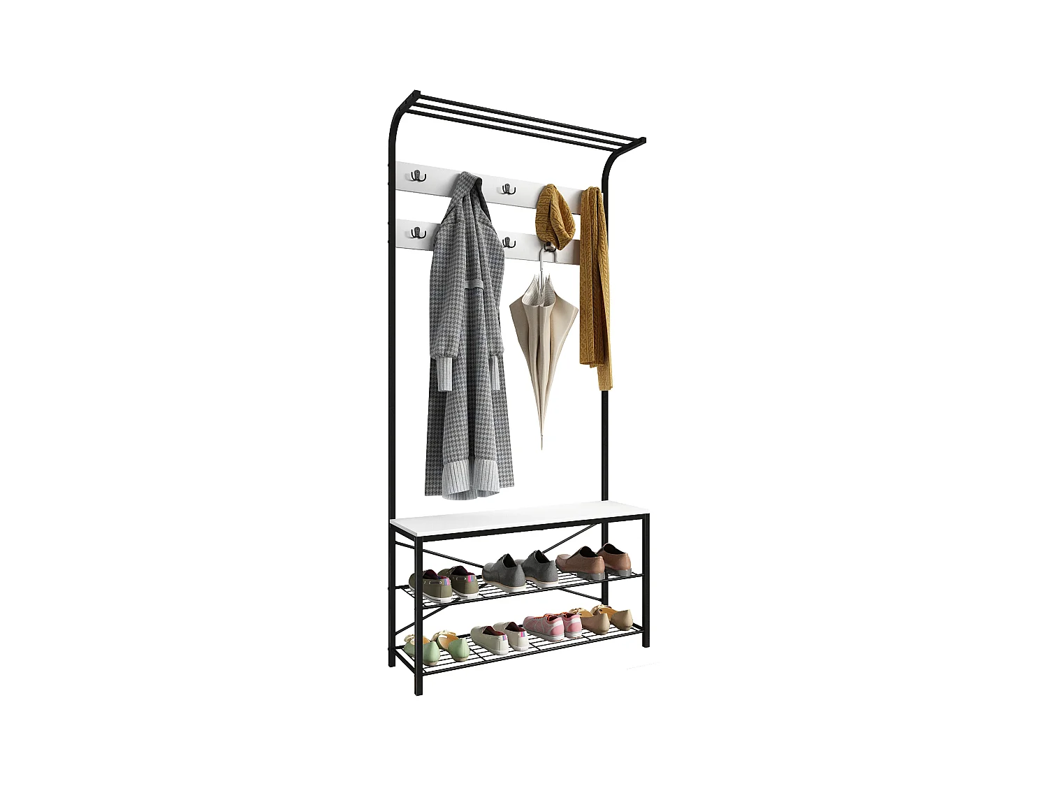 Metall Garderobe Kleiderständer Schuhregal Taliro