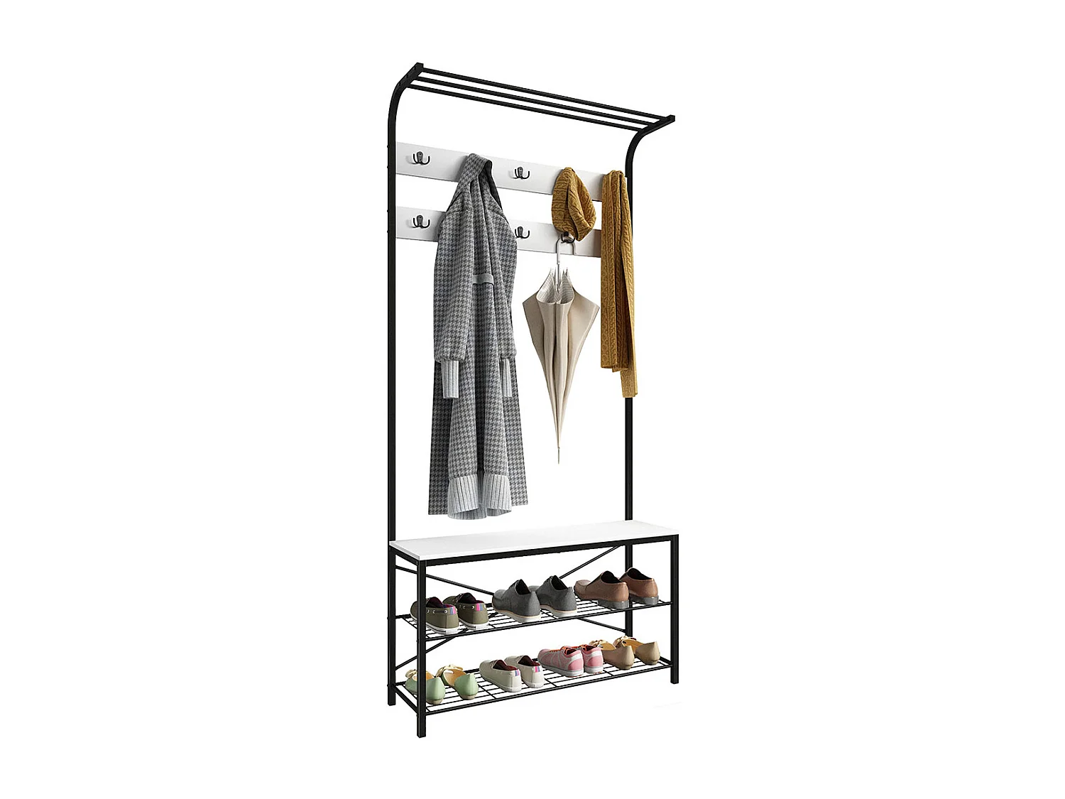 Shoe Shelf Taliro White H. 190 x W. 90 x D. 30 cm