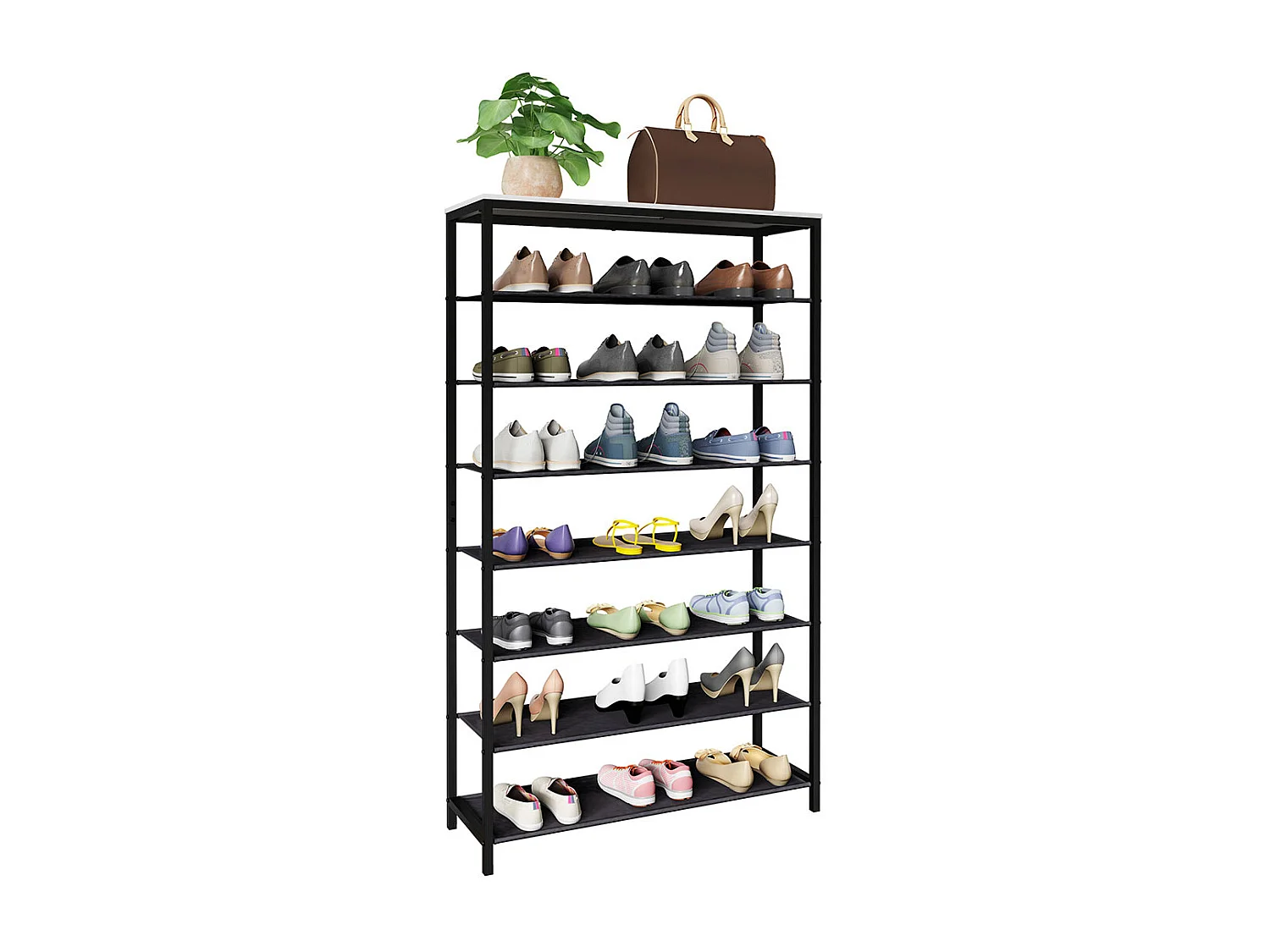 Shoe Shelf Taliro White H. 152 x W. 90 x D. 30 cm