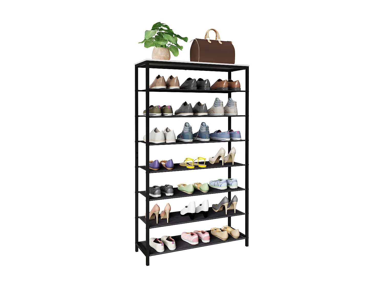 Porte-chaussures en bois métallique 7 compartiments Taliro