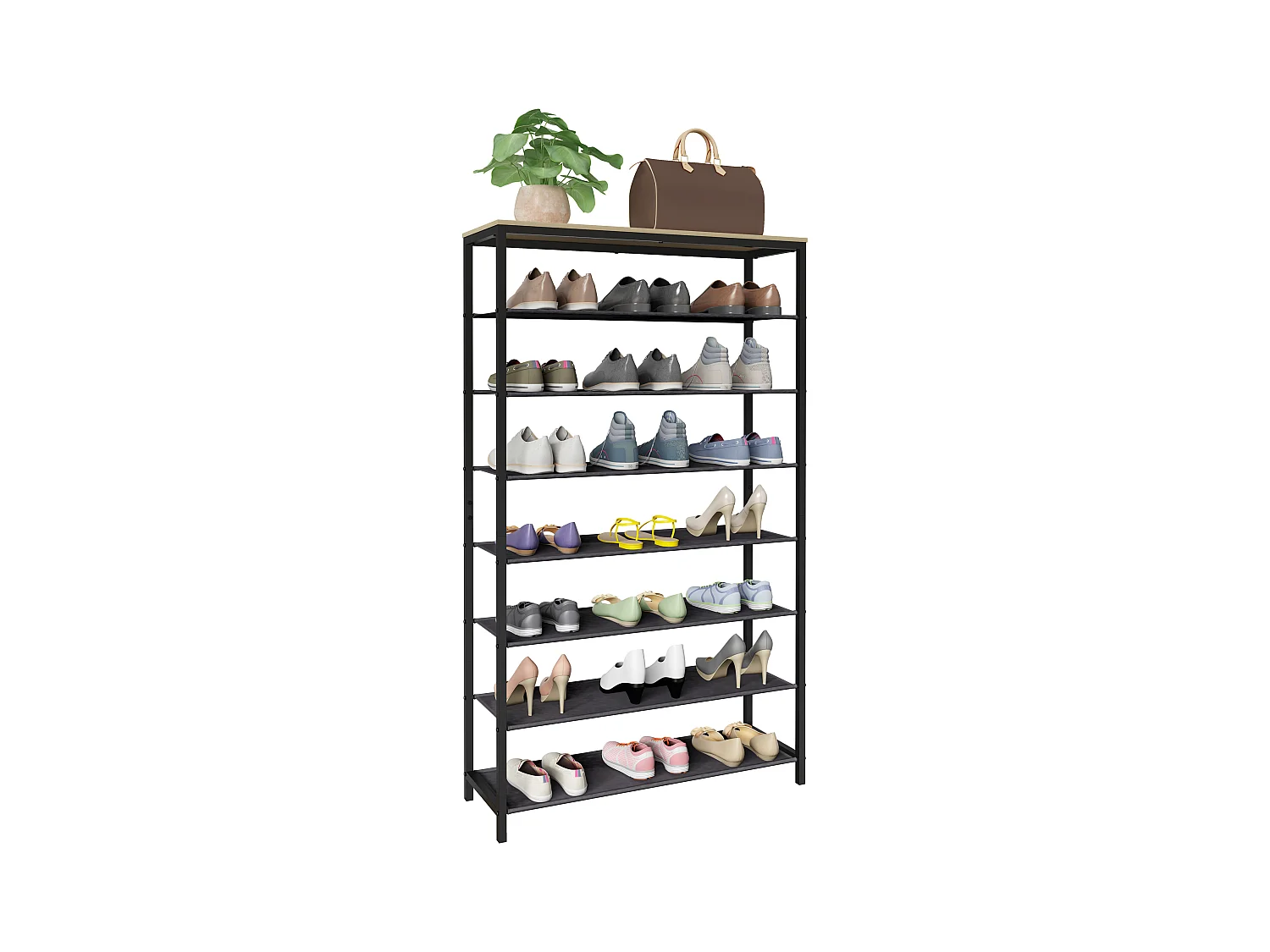 Shoe Shelf Taliro Honey oak H. 152 x W. 90 x D. 30 cm