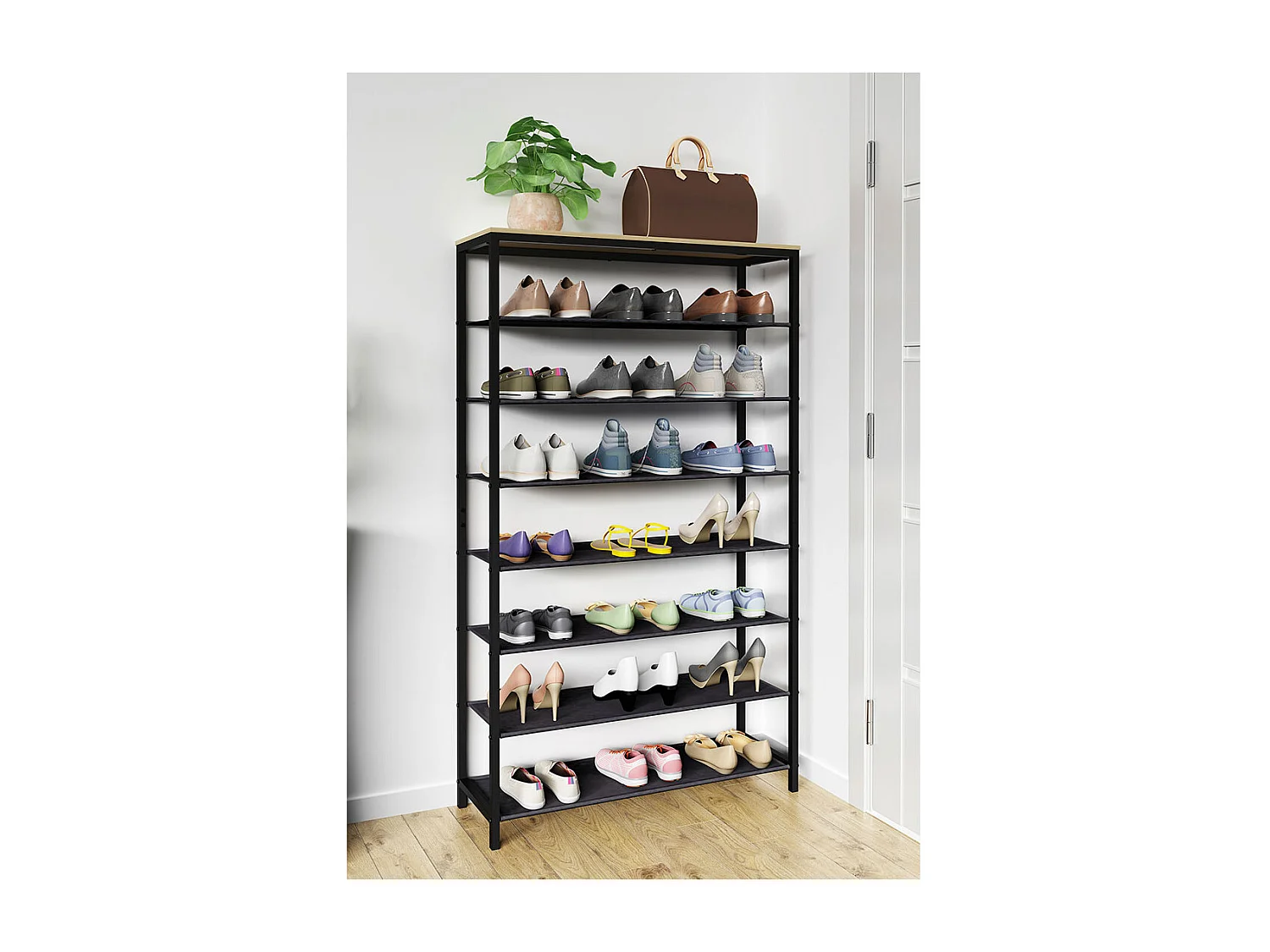 Shoe Shelf Taliro Honey oak H. 152 x W. 90 x D. 30 cm