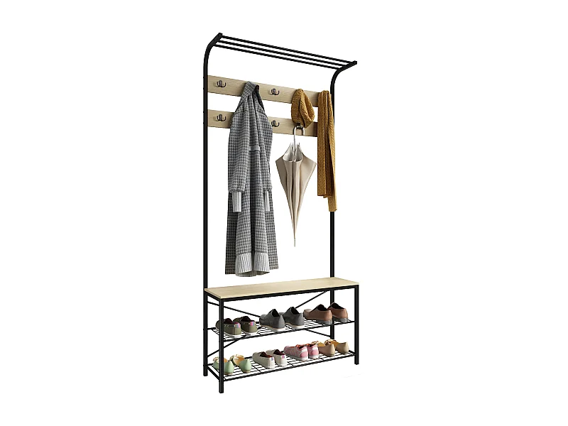 Prateleira de sapatos VCM | Dimensões aprox. A. 190 x L. 90 x P. 30 cm | Cremalheira em estilo industrial | Roupeiro - Taliro (carvalho mel)