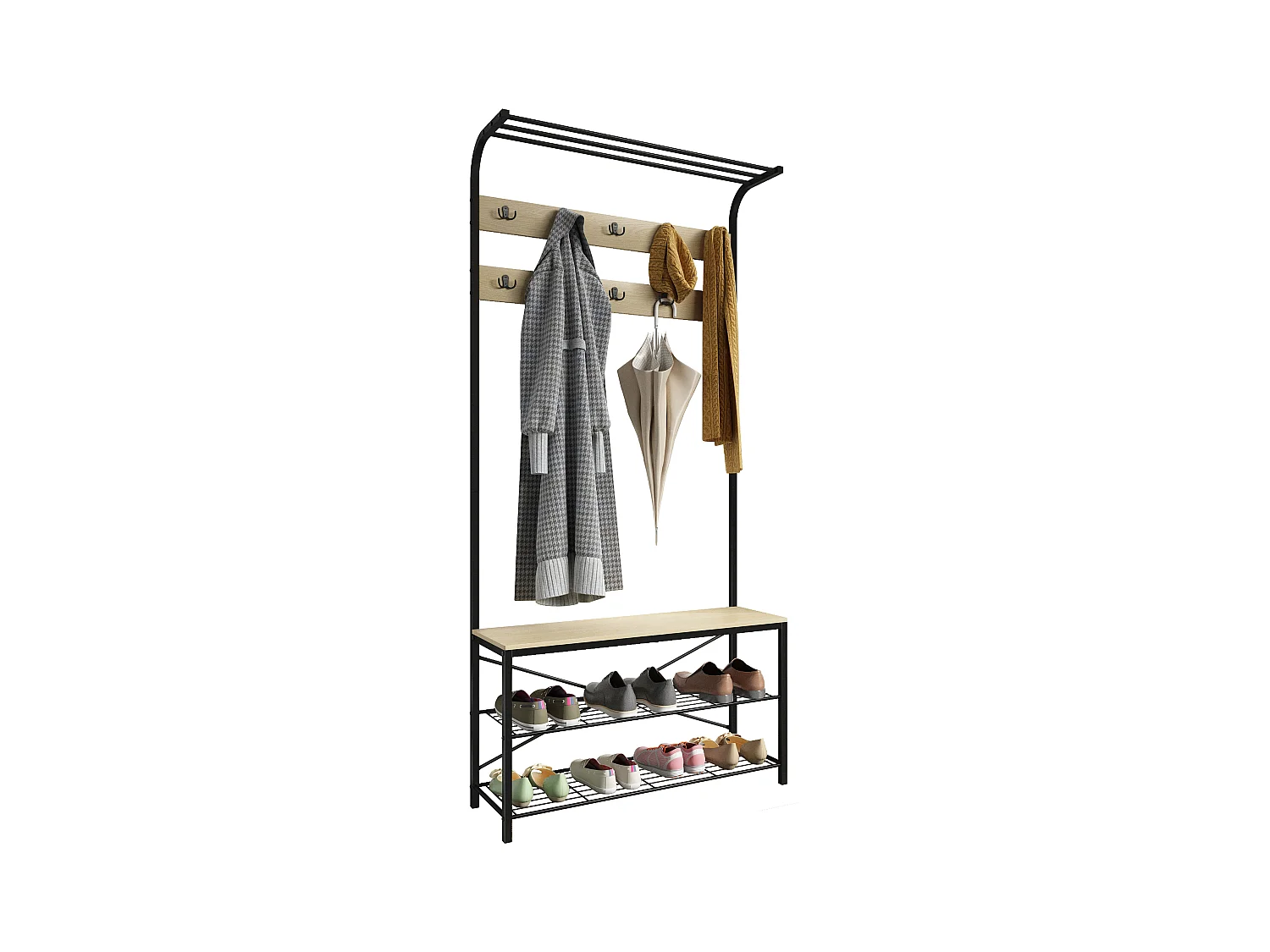 Metall Garderobe Kleiderständer Schuhregal Taliro