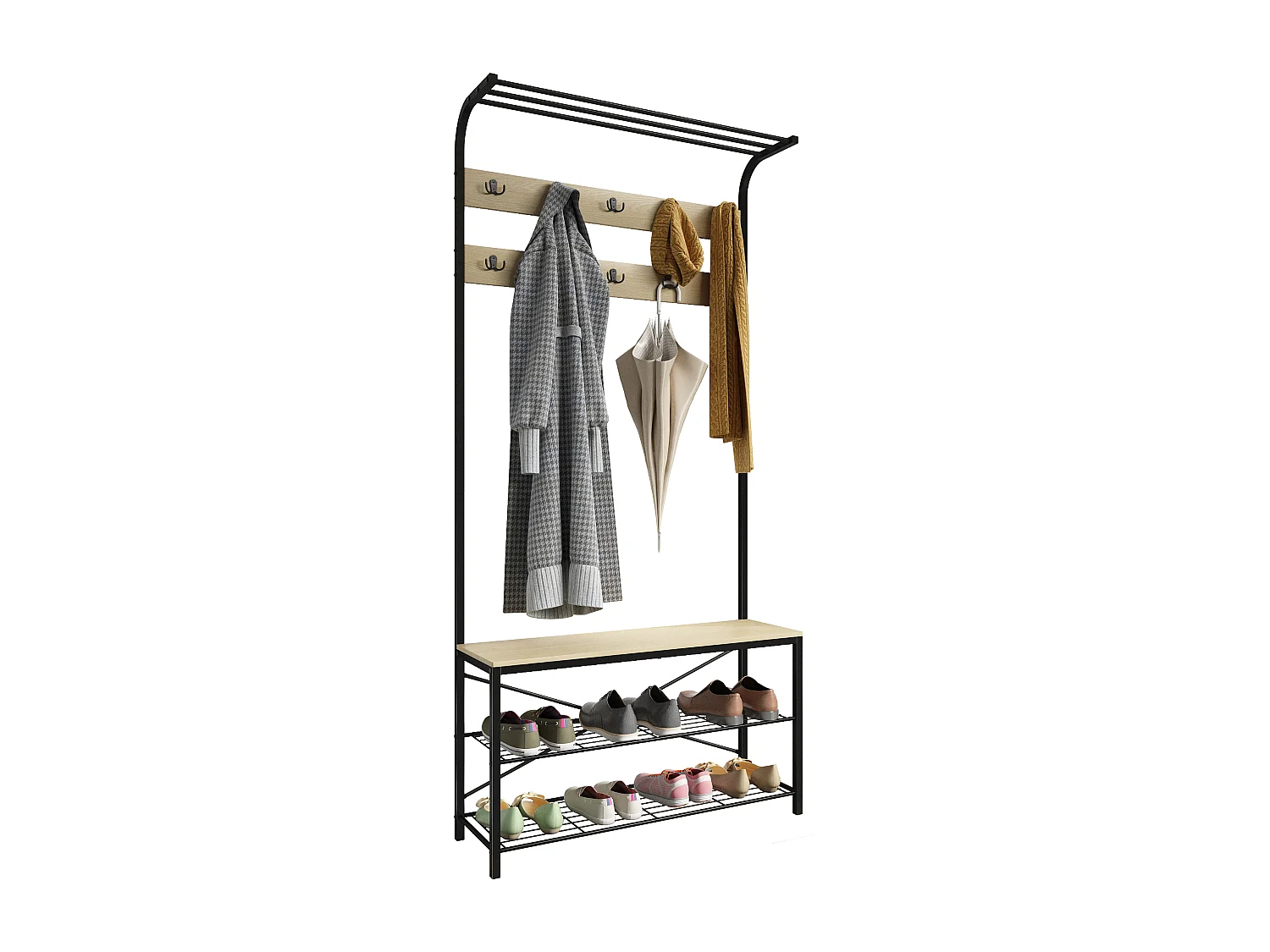 Shoe Shelf Taliro Honey oak H. 190 x W. 90 x D. 30 cm