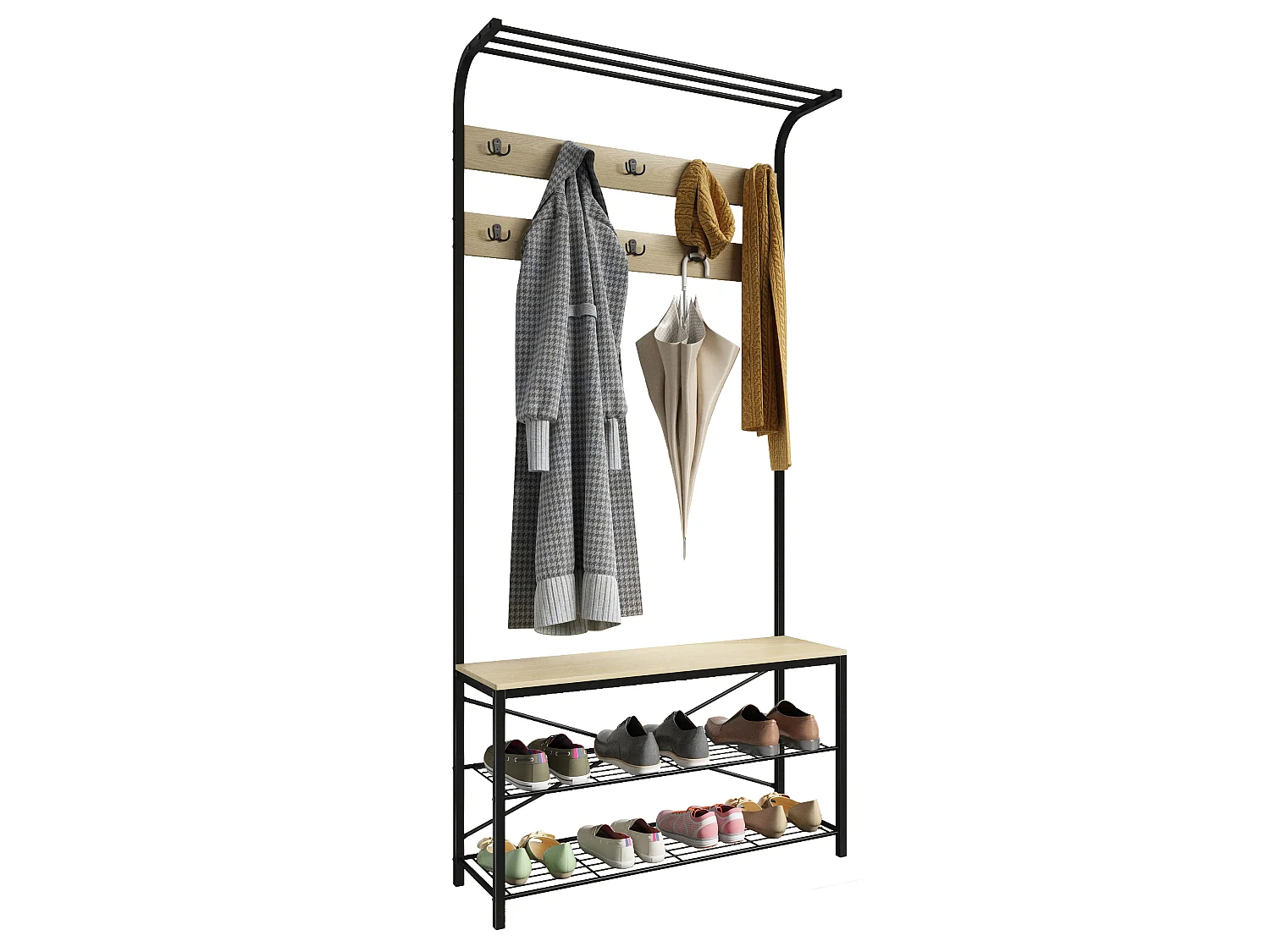 Shoe Shelf Taliro Honey oak H. 190 x W. 90 x D. 30 cm