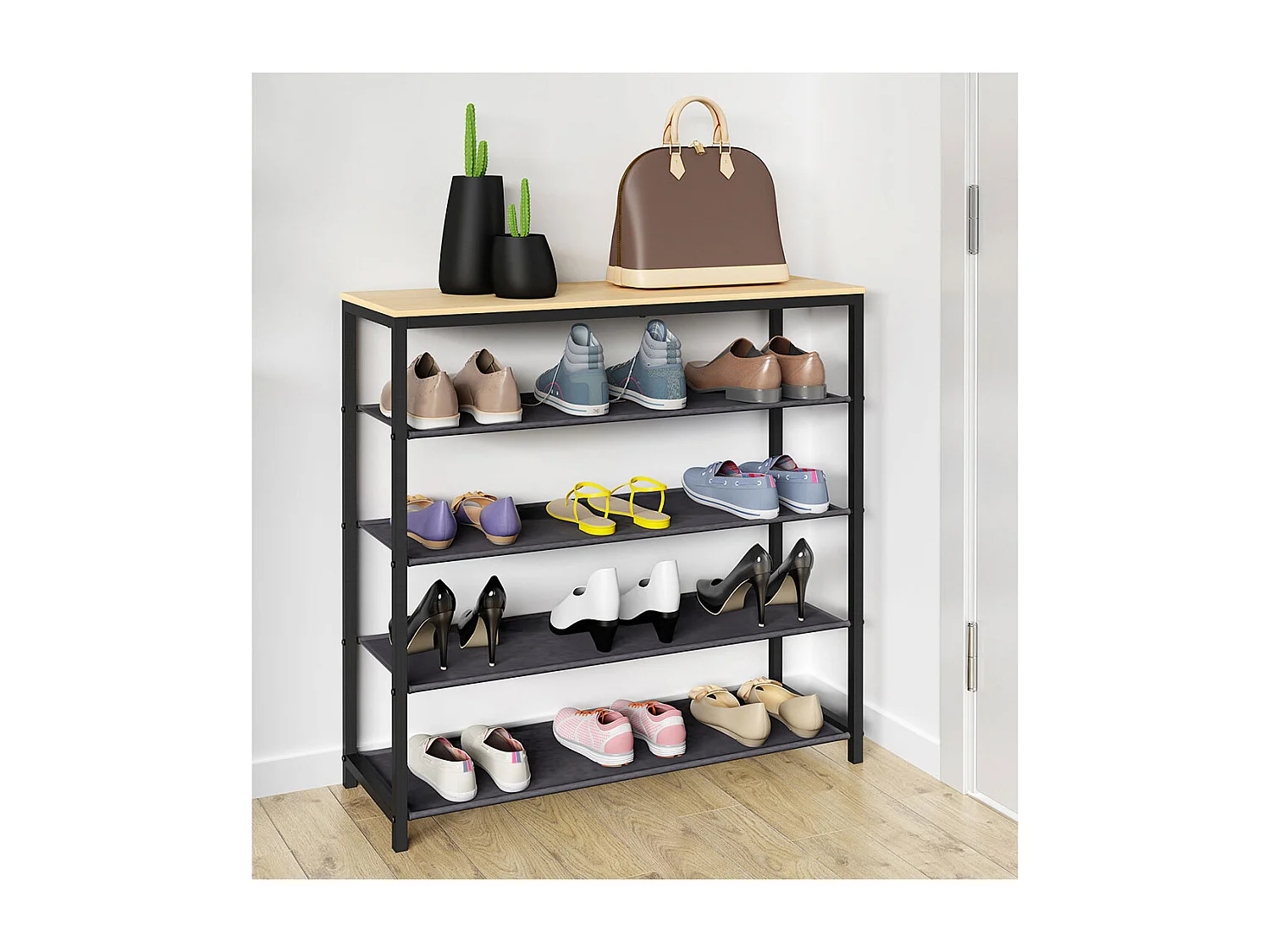 Shoe Shelf Taliro Honey oak H. 87 x W. 90 x D. 30 cm