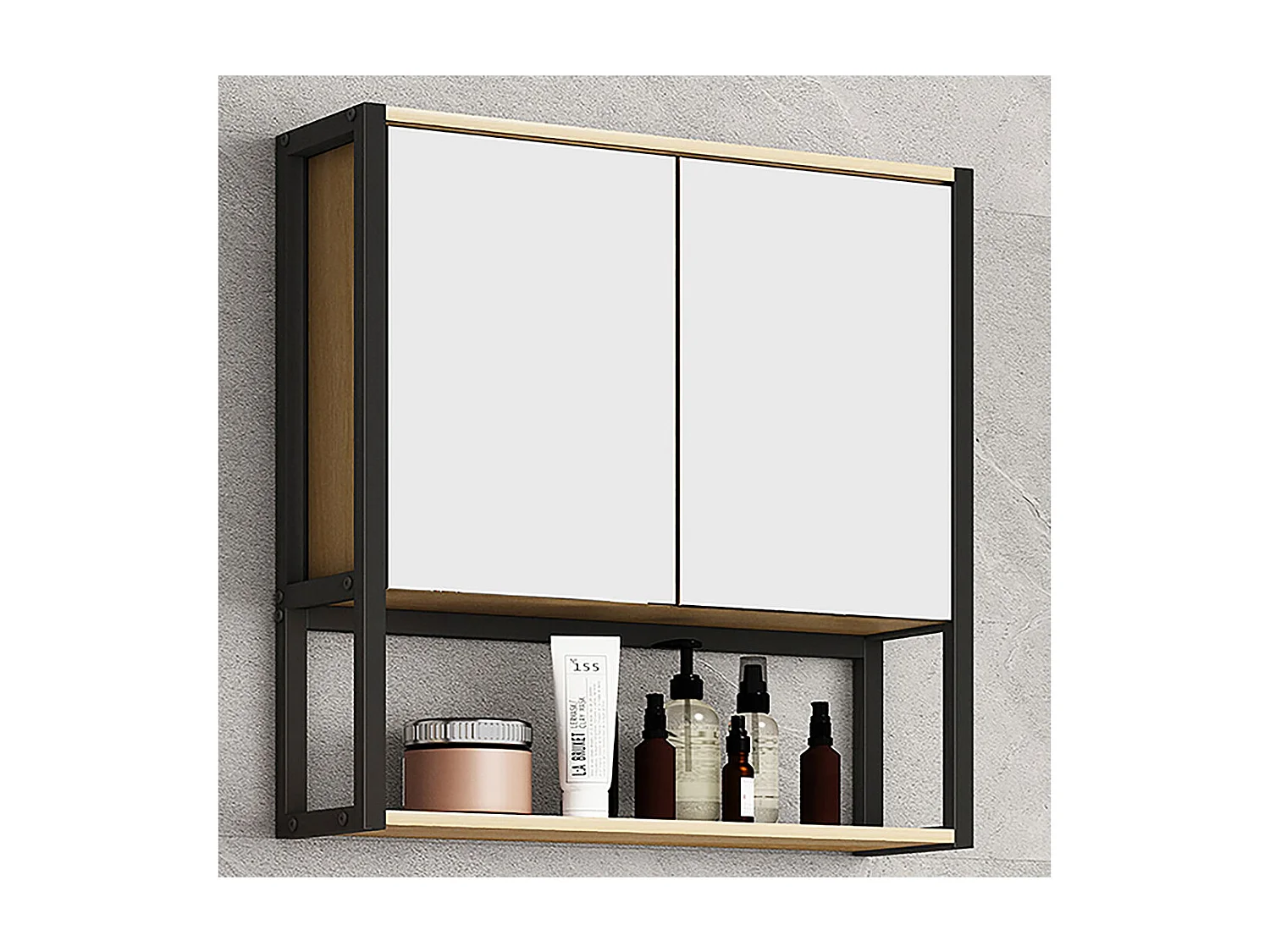 Bathroom furniture Mirror cabinet Edino Honey oak H. 60 x W. 60 x D. 17 cm