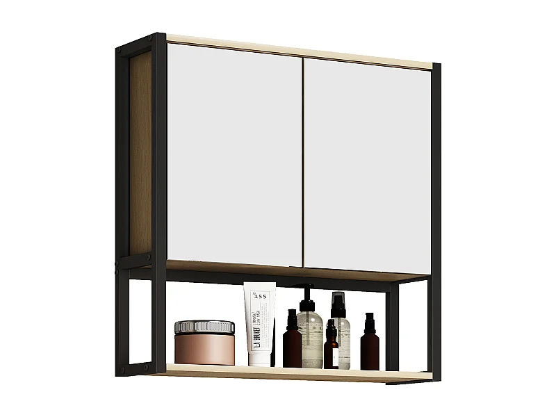 Bathroom furniture Mirror cabinet Edino Honey oak H. 60 x W. 60 x D. 17 cm