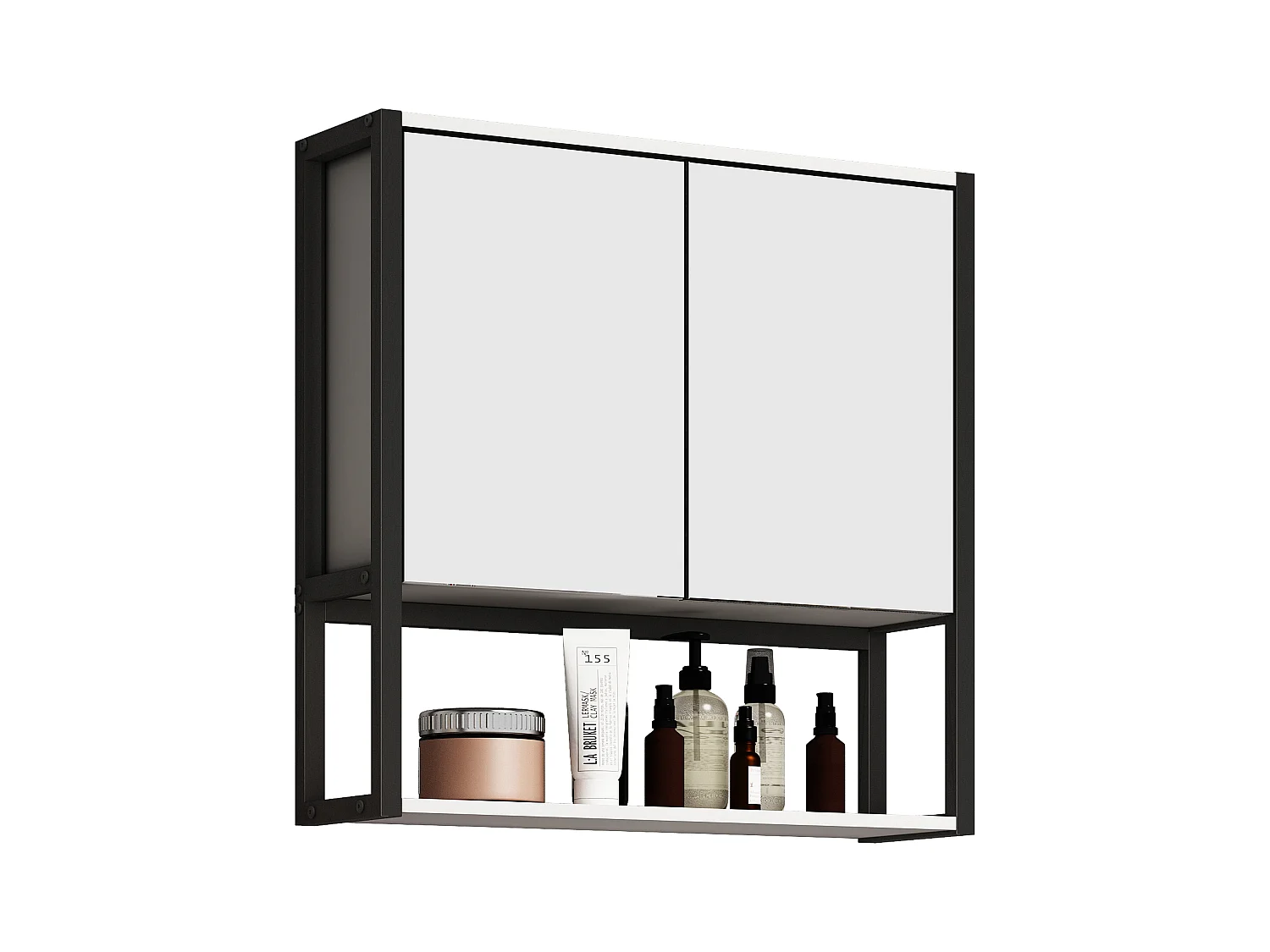 Bathroom furniture Mirror cabinet Edino White H. 60 x W. 60 x D. 17 cm
