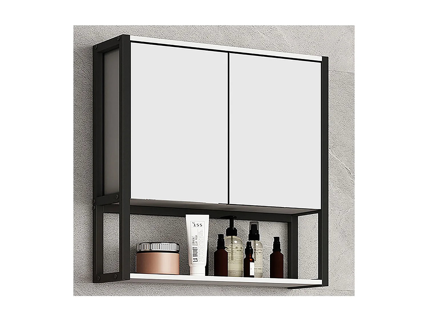 Bathroom furniture Mirror cabinet Edino White H. 60 x W. 60 x D. 17 cm