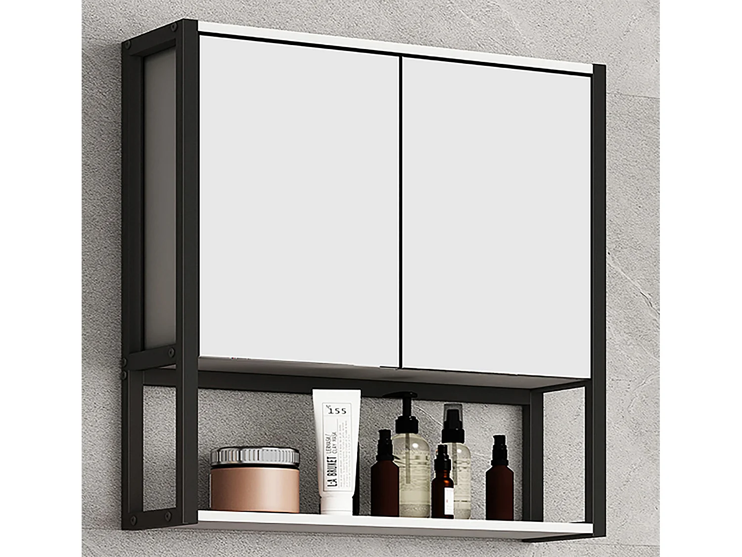 Bathroom furniture Mirror cabinet Edino White H. 60 x W. 60 x D. 17 cm
