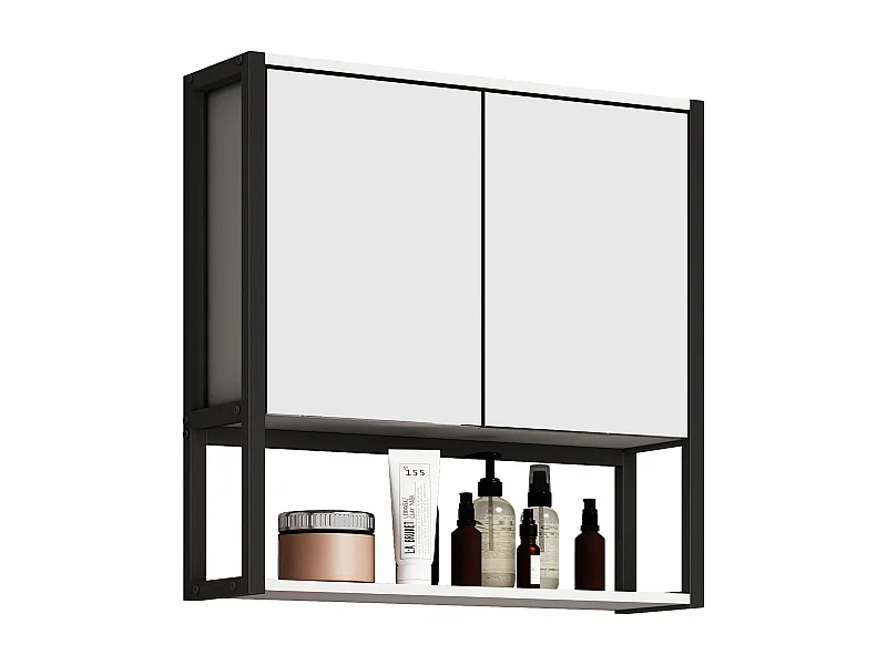 Bathroom furniture Mirror cabinet Edino White H. 60 x W. 60 x D. 17 cm