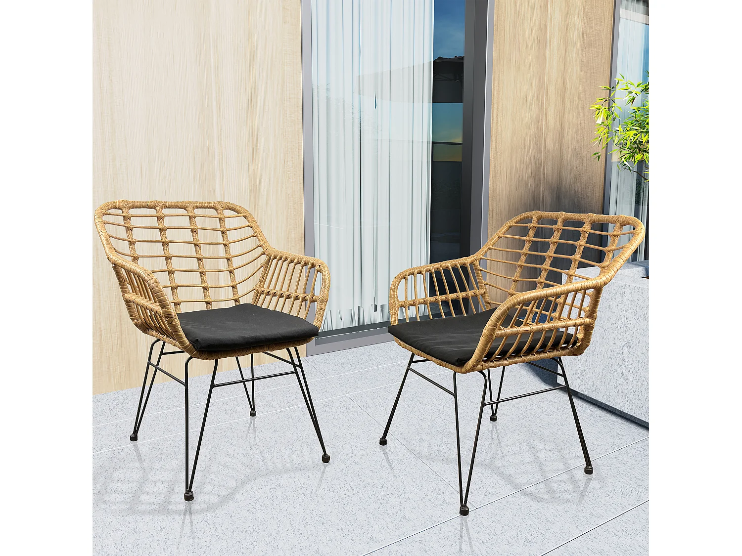 Sedia da giardino 2 pezzi sedia lounge rattan