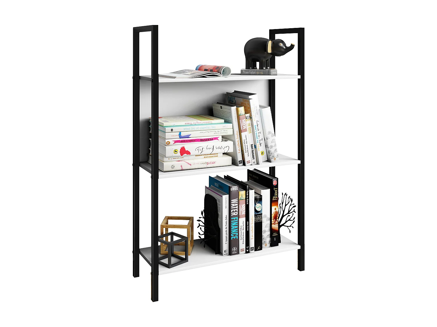 Holz Metall Stand Regal Büro Bücher Flakos 3fach