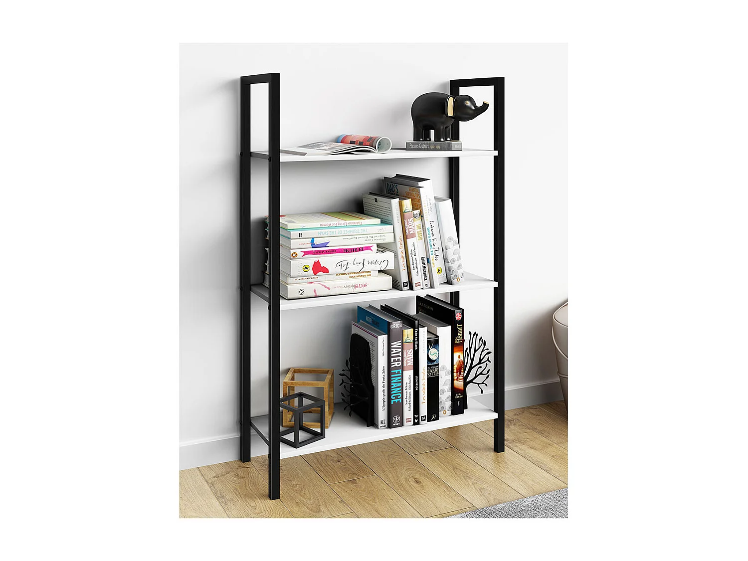 Holz Metall Stand Regal Büro Bücher Flakos 3fach