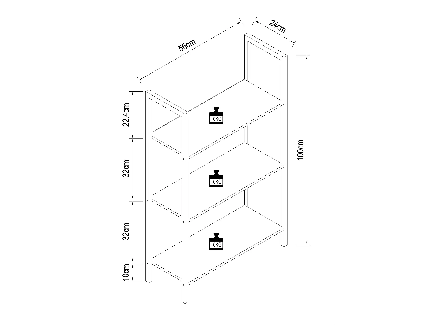 Stand Rack Flakos Honey oak H. 100 x W. 56 x D. 24 cm
