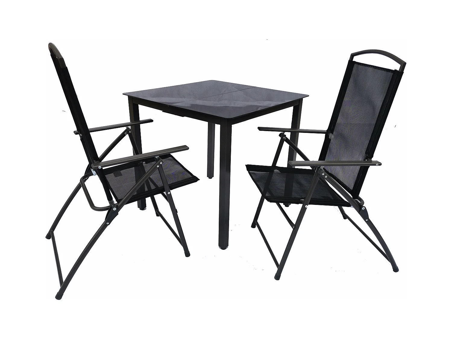 3-tlg Sitzgruppe Gartenmöbel Tisch Stühle Set 80S