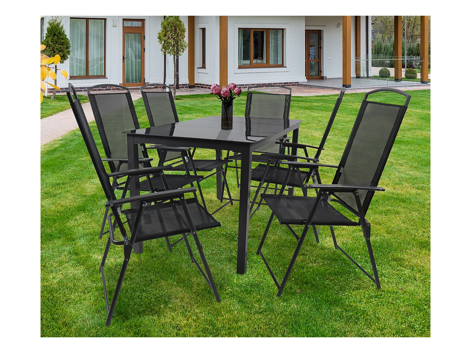 7-tlg Sitzgruppe Gartenmöbel Tisch Stühle Set 140S