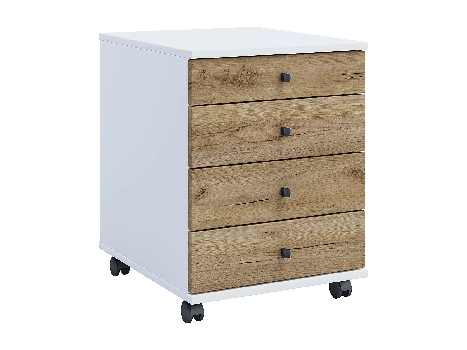 Roll Container Lona White / Honey oak H. 57 x W. 42 x D. 50 cm